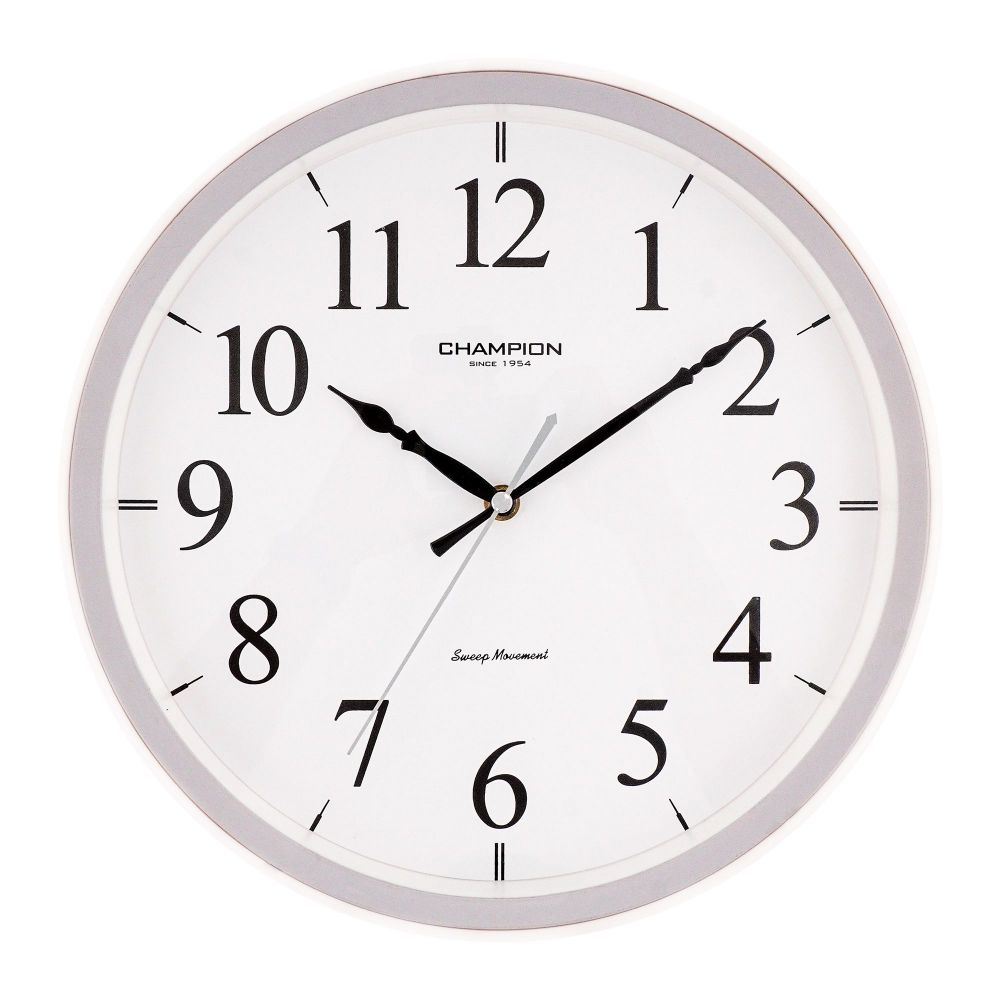 Champion Wall Clock, Off White Round Case With White Background, CCB-588