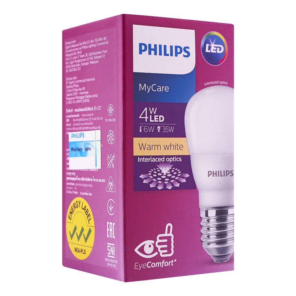 Philips Mycare LED Bulb, 4W, E27 Cap, Warm White