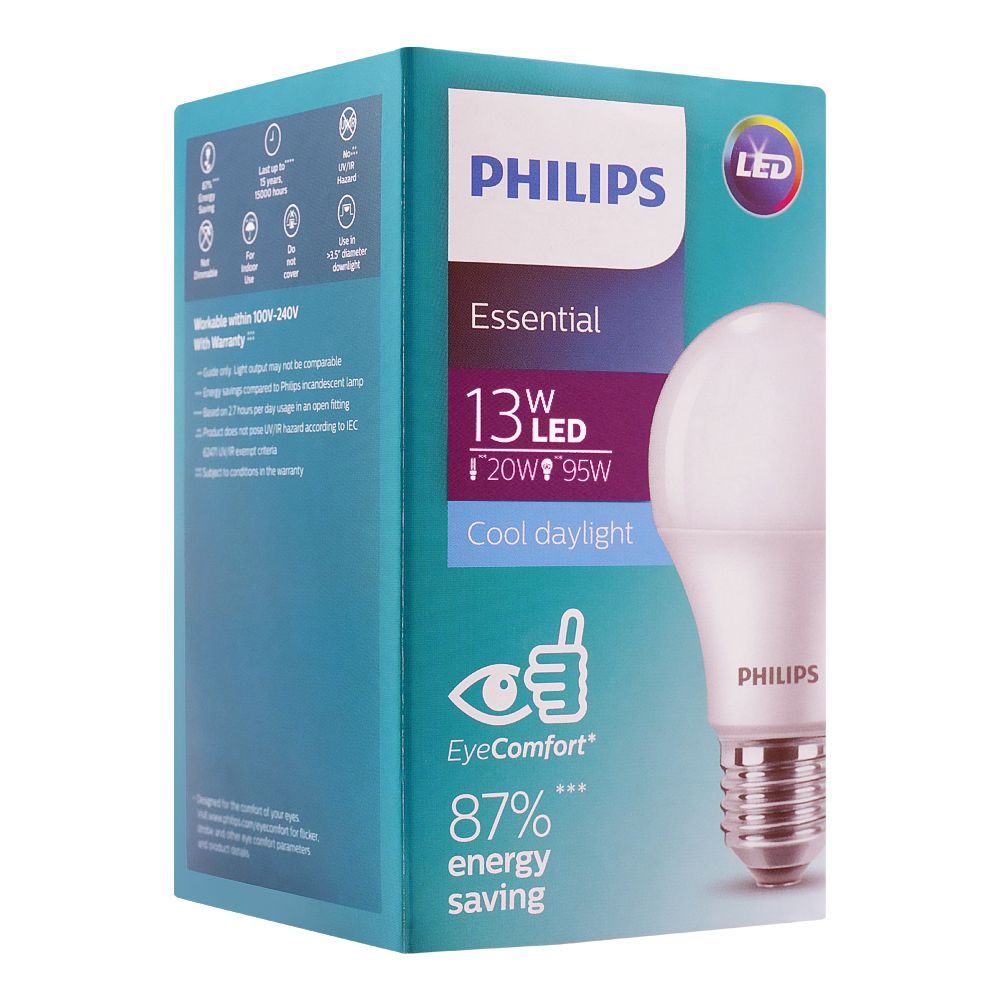 Philips Essential LED Bulb, 13W, E27 Cap, Cool Daylight