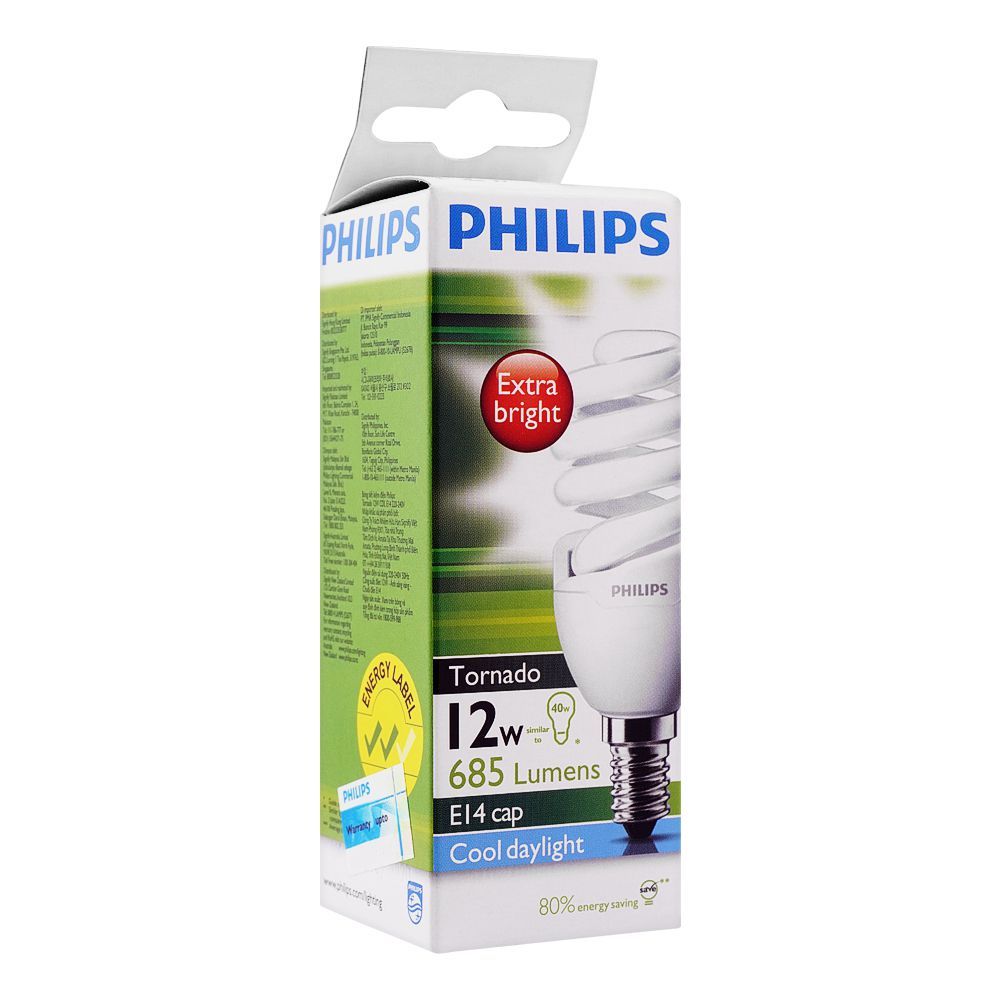 Philips Tornado Energy Saver Bulb, 12W, E14 Cap, Cool Daylight