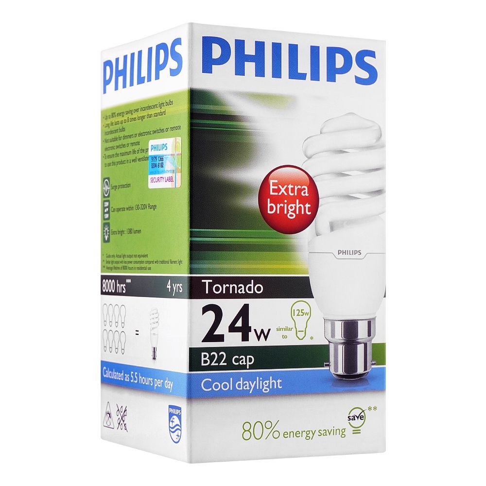 Philips Tornado Energy Saver Bulb 24W, B22 Cap, Cool Daylight
