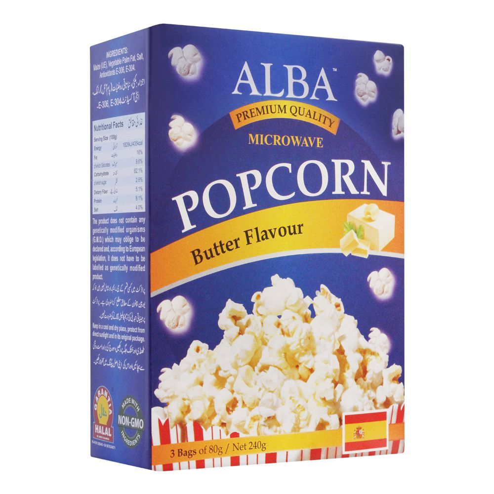 Alba Popcorn, Butter Flavour, 3x80g