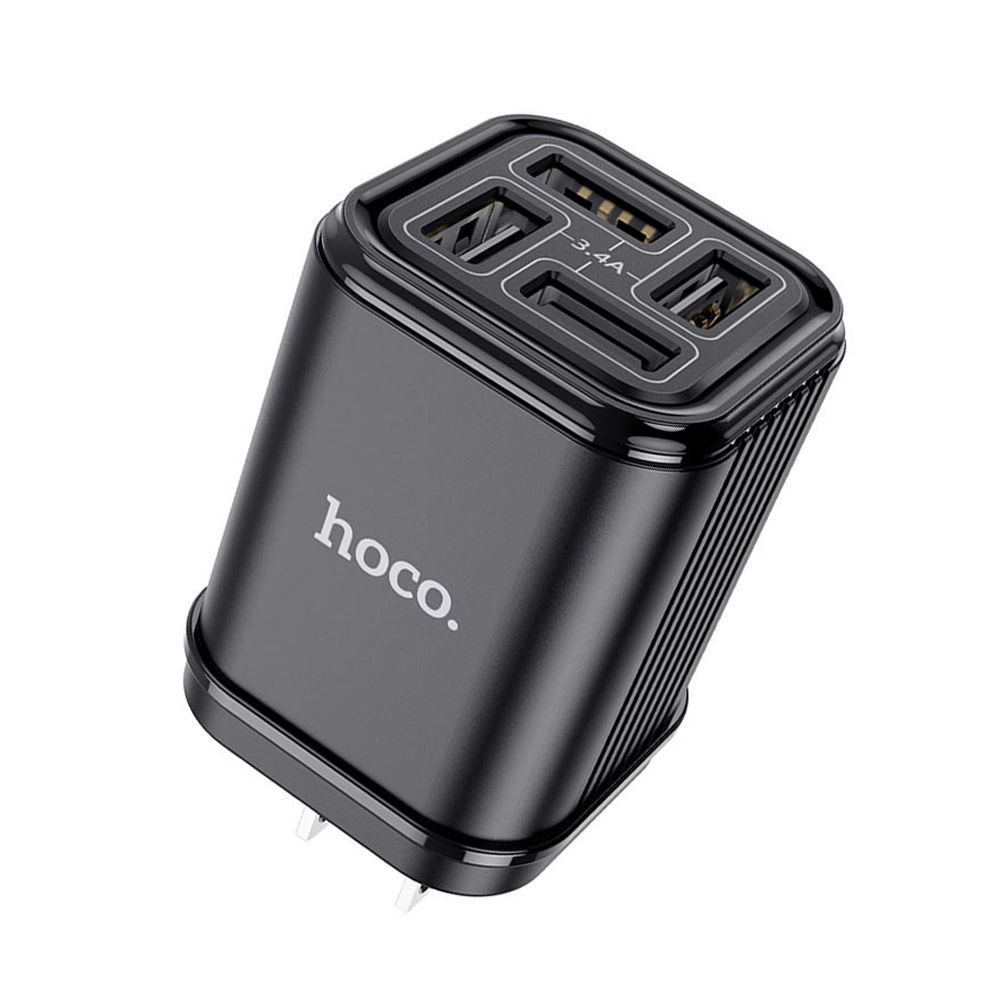 Hoco Four-Port USB Charger, Black, C84A