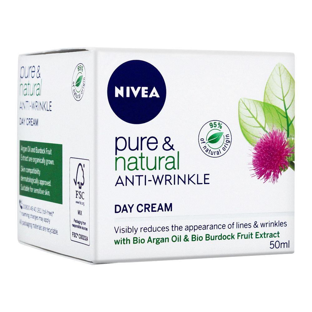 Nivea Pure & Natural Anti-Wrinkle Day Cream, 50ml