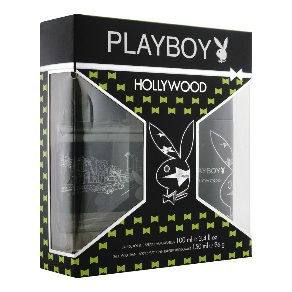 Playboy Hollywood Perfume Set, EDT 100ml + Deodorant Body Spray, 150ml