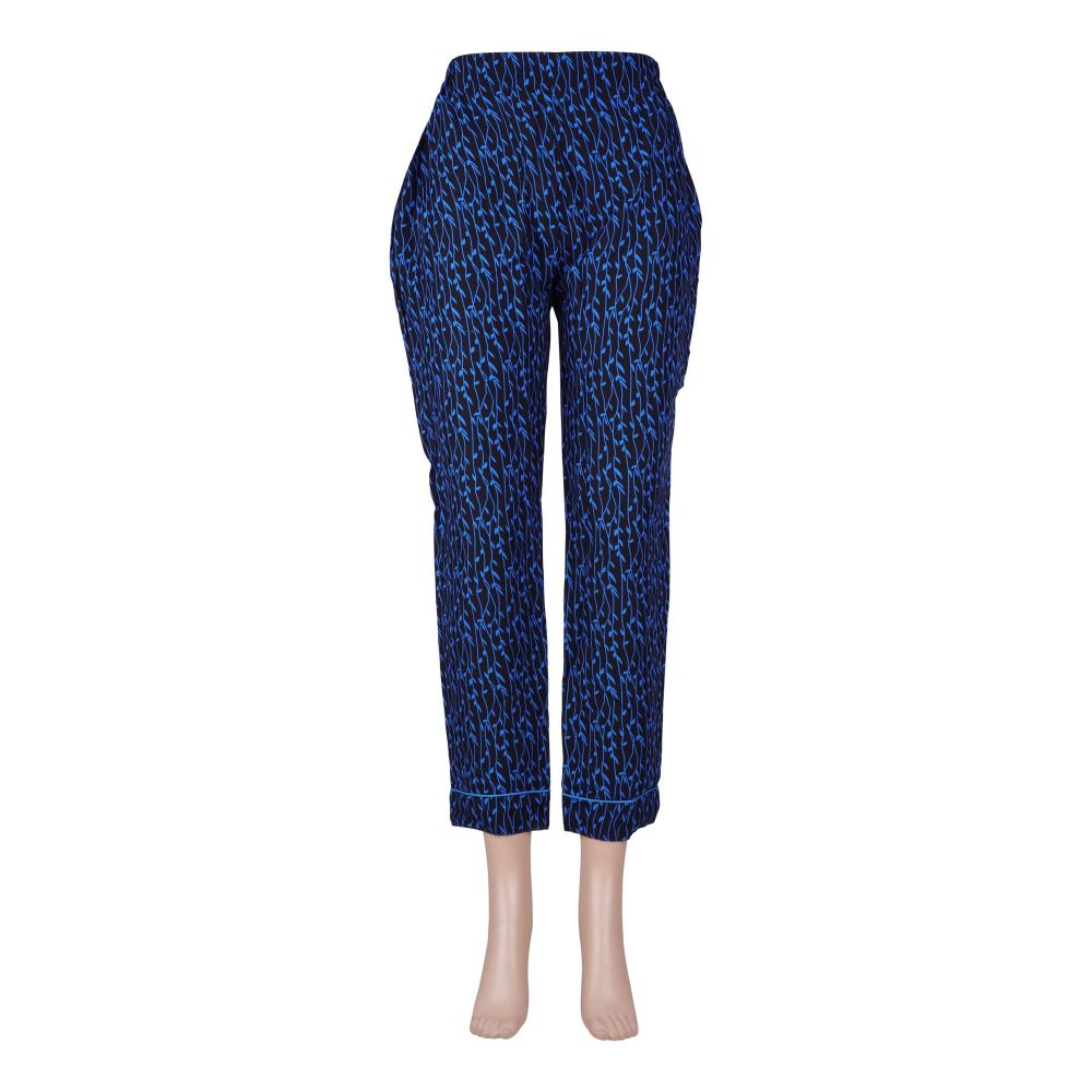 Basix Women's Linen Pajama, Pin Leaf Black/Blue, 105-B