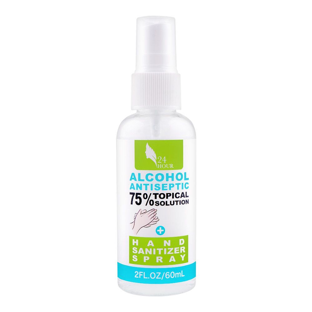 24 Hour Alcohol Antiseptic 75% Topical Solution Hand Sanitizer Spray, 60ml
