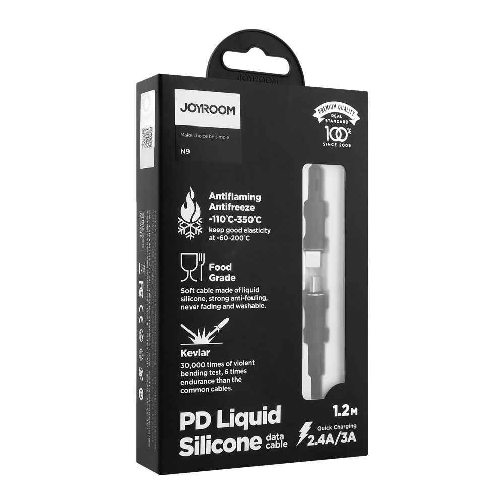 Joyroom Power Delivery Liquid Silicone Data Cable, Type-C To Type-C, 1.2M, Black, S-1230N9