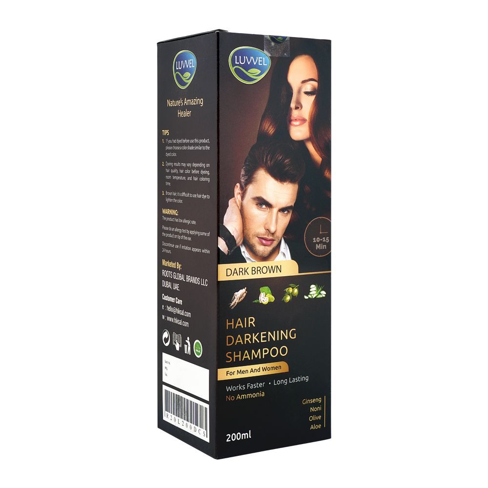 Buy Luvvel Hair Darkening Shampoo, Dark Brown, For Men & Women, 200ml ...