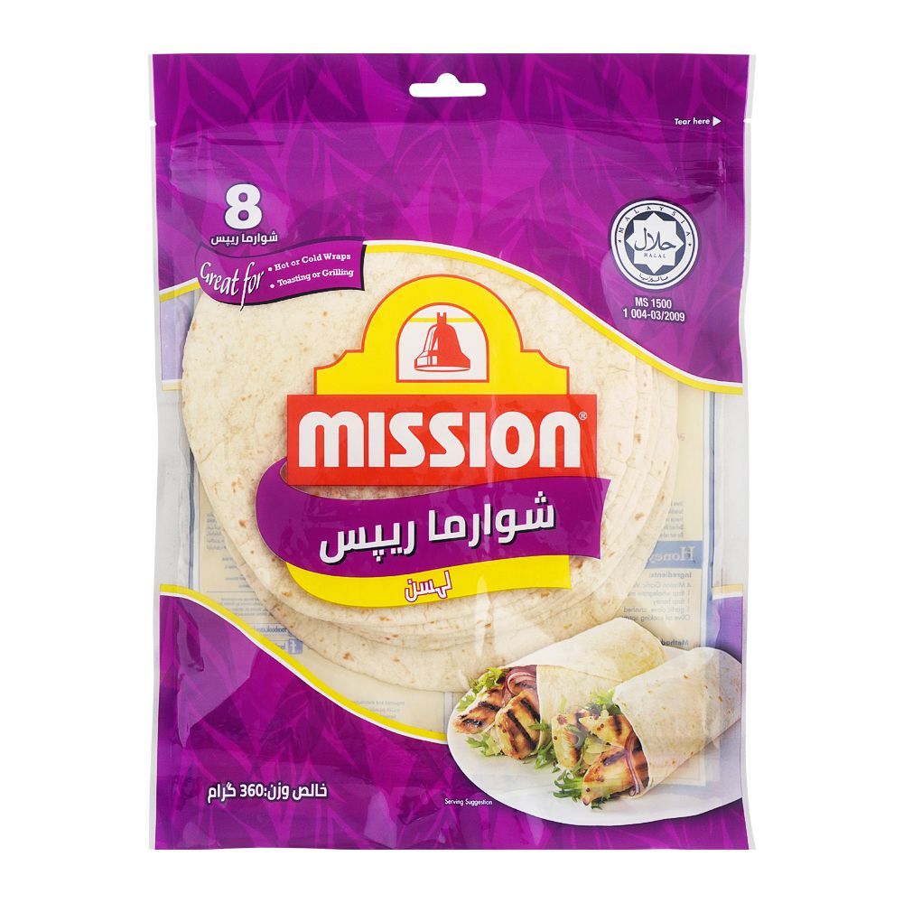 Mission Shawarma Garlic Wraps, 8 Pieces, 360g