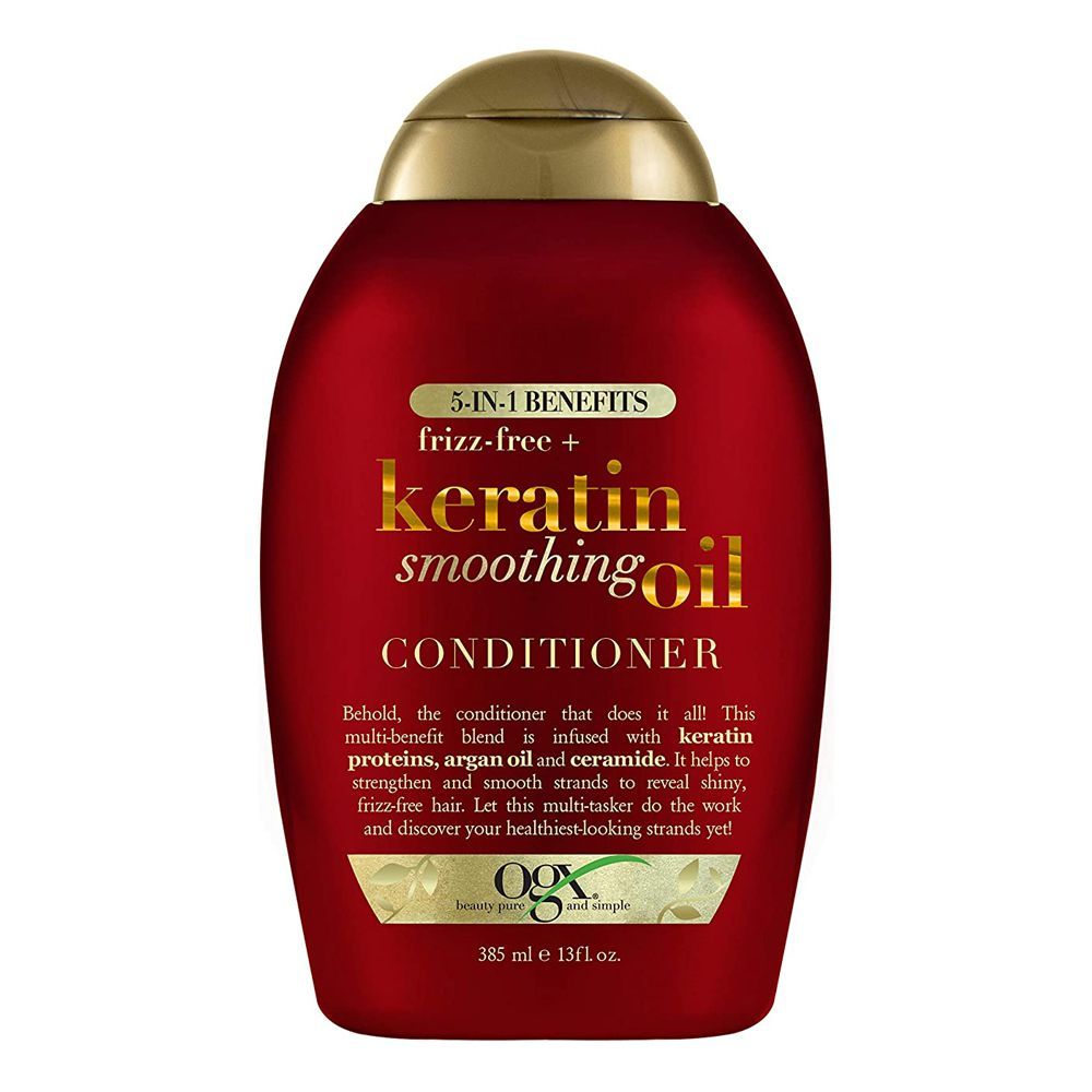 OGX Frizz Free + Keratin Smoothing Oil Conditioner, Sulfate Free, 385ml