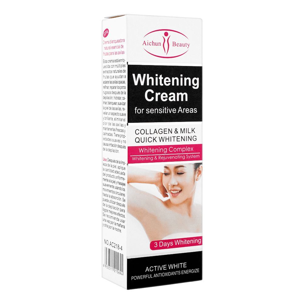 Aichun Beauty Whitening Cream For Sensitive Areas, Collagen & Milk Quick Whitening, 50ml