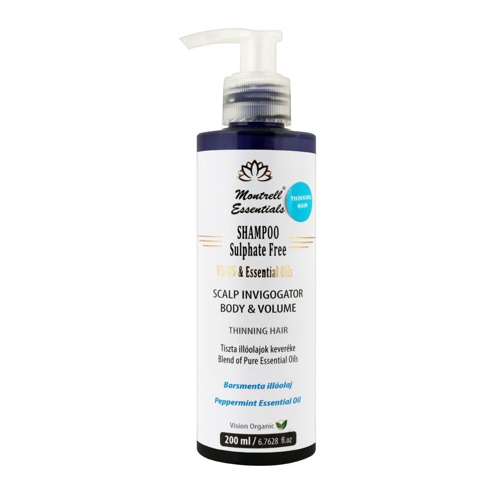 Montrell Essentials Thinning Hair Sulfate Free Shampoo, Body & Volume, 200ml