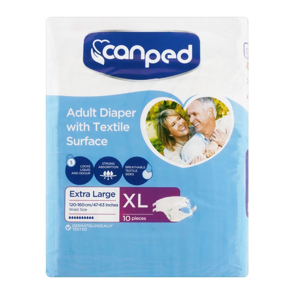 Canped Adult Diapers, Extra Large, 47-63 Inches, 10-Pack