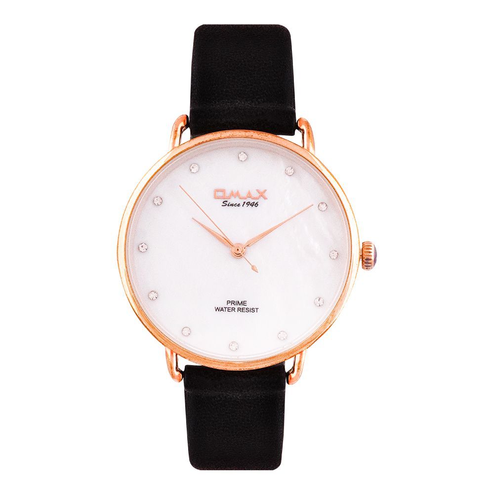 Omax Women Watch PM001R62I, Black Plain Strap