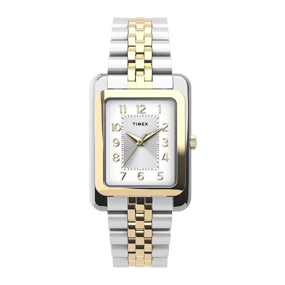 Timex Women's Addison 25mm Stainless Steel Bracelet Watch, Silver-Golden, TW2U14200