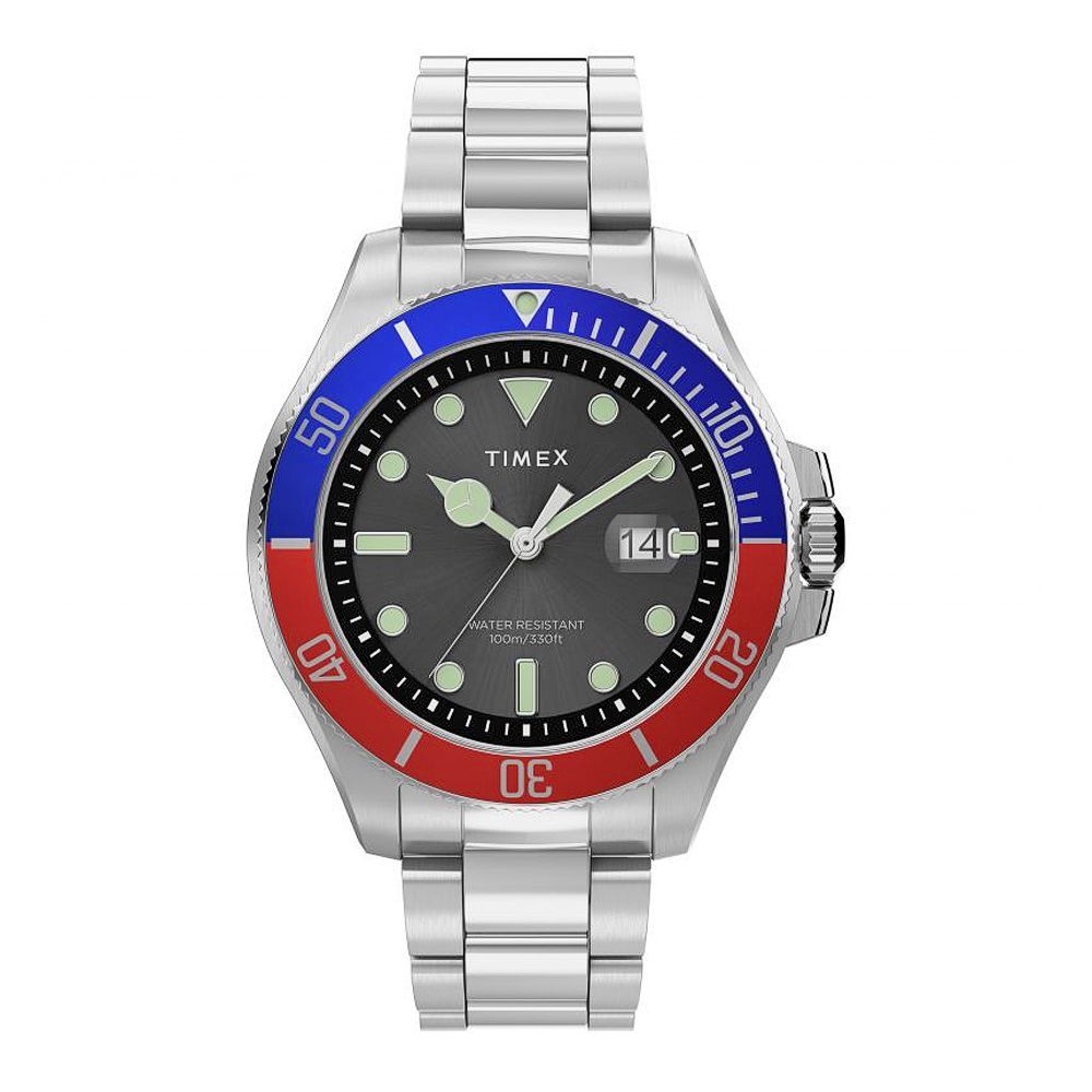 Timex Men's Harborside Coast 43mm Chrome Case Red-Blue Stainless Watch, TW2U71900