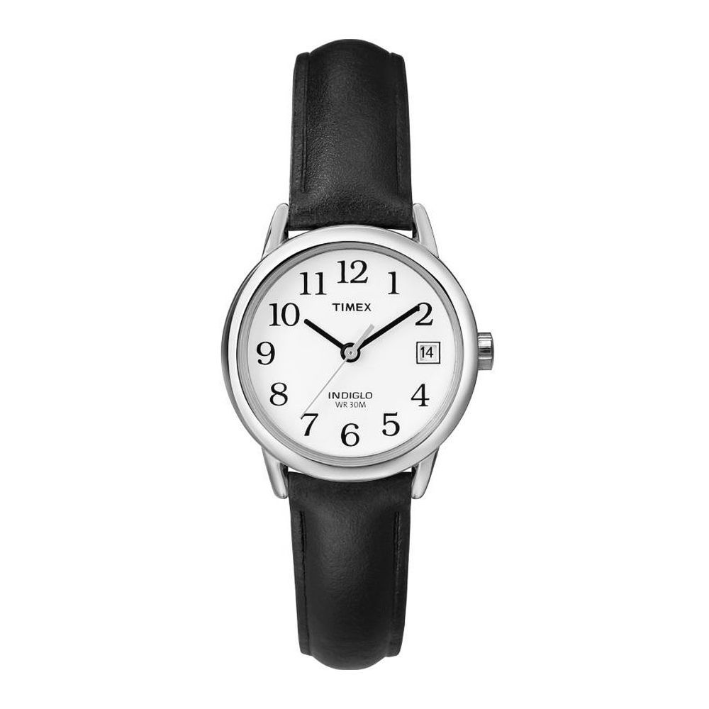 Timex Women's Indiglo Leather Strap White Dial Watch, T2H331