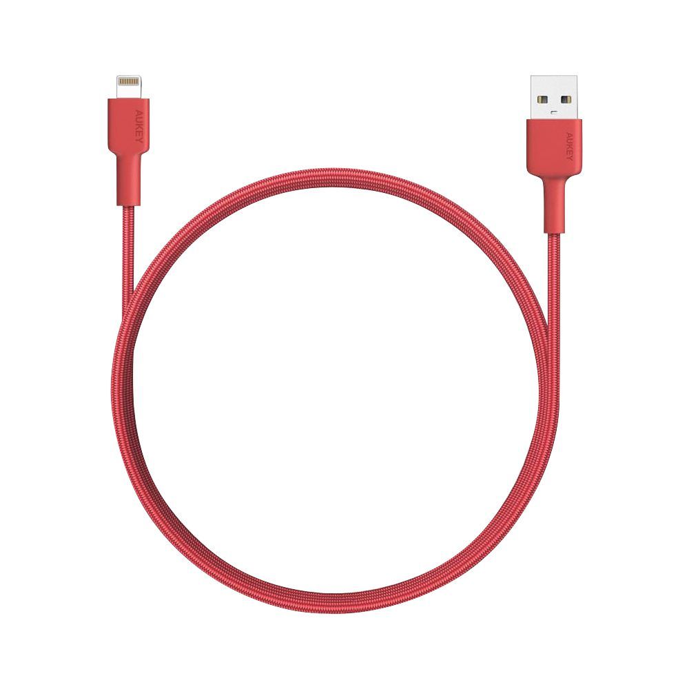 Aukey Braided Nylon Sync & Charge Cable, 6.6ft, Red, CB-BAL4