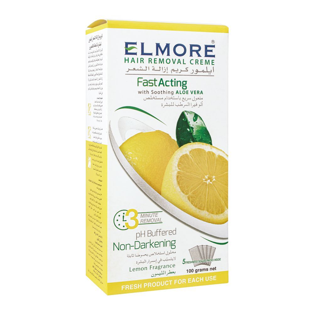 Elmore Lemon Fast Acting Hair Removal Cream, 5 Sachet, 100g