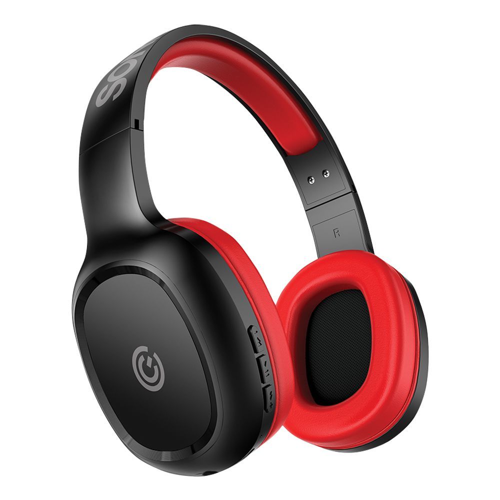 SonicEar Airphone 3 On Ear Bluetooth Headphones, Black Red
