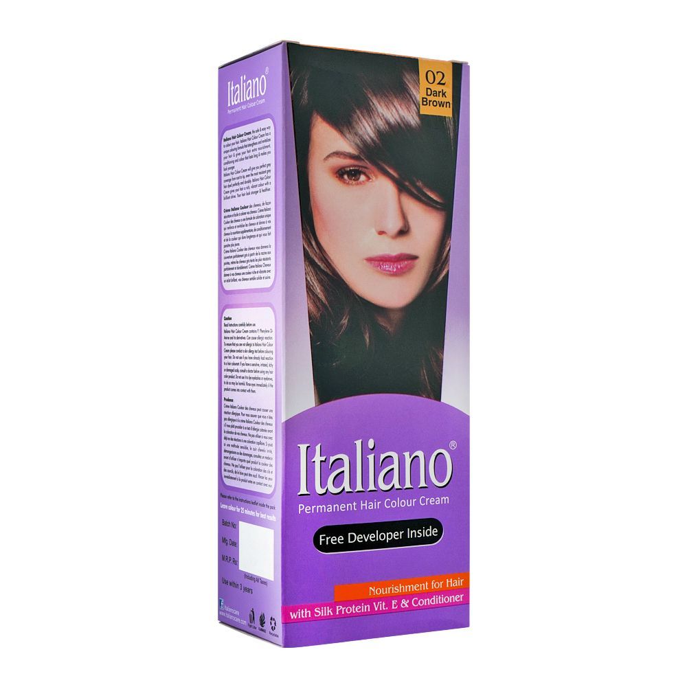 Italiano Permanent Hair Colour Cream, 02 Dark Brown