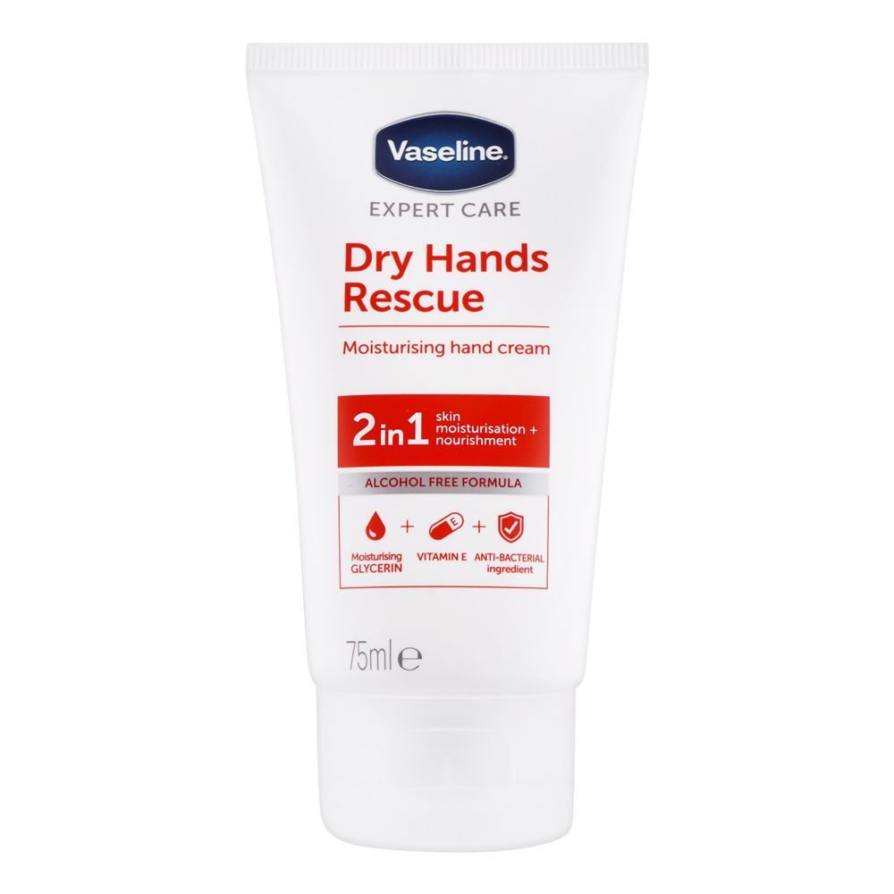 Vaseline Dry Hand Rescue 2-In-1 Moisturising Hand Cream, 75ml