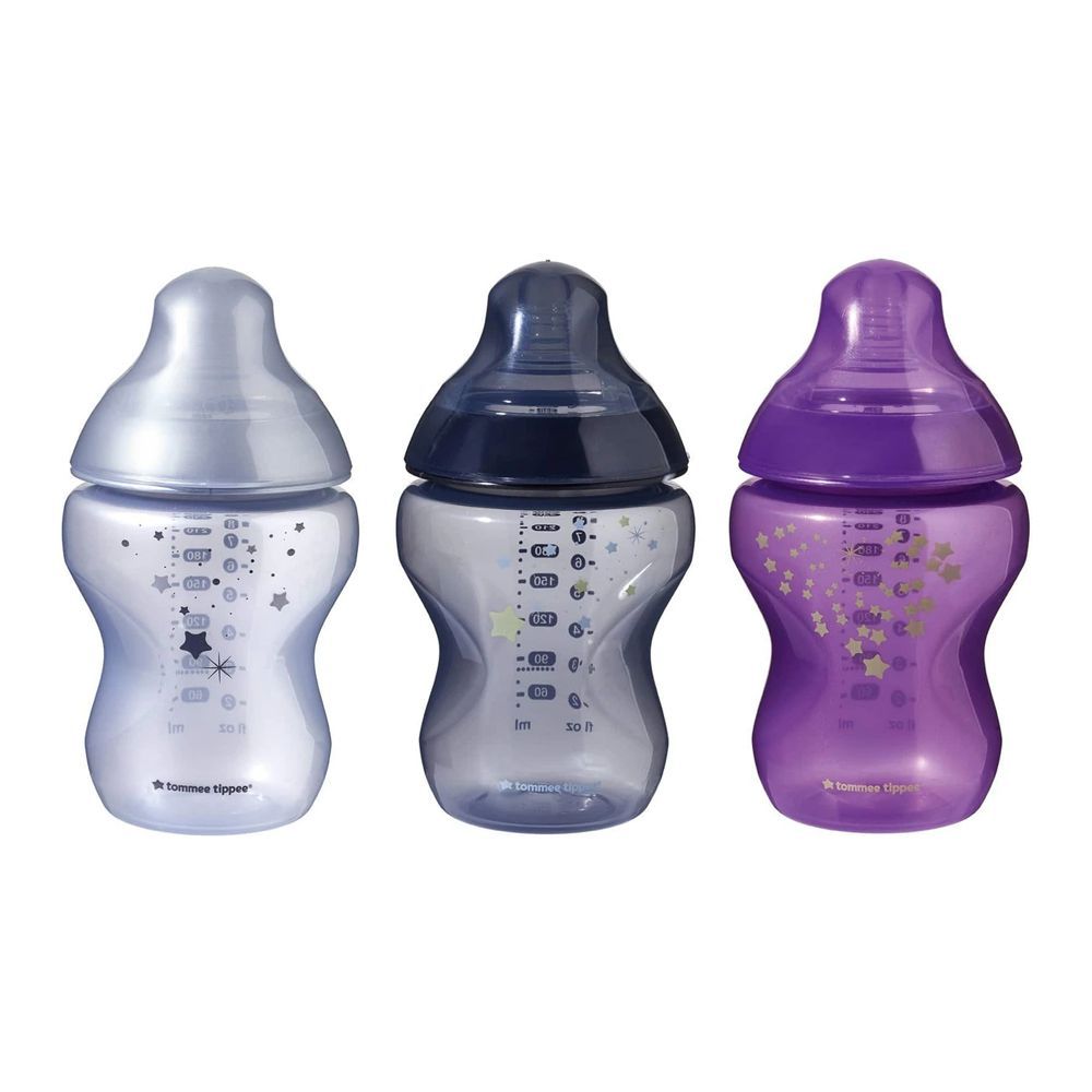 Tommee Tippee Closer To Nature Midnight Skies Feeding Bottle, 3-Pack, 3m+, 260ml, 422598/38