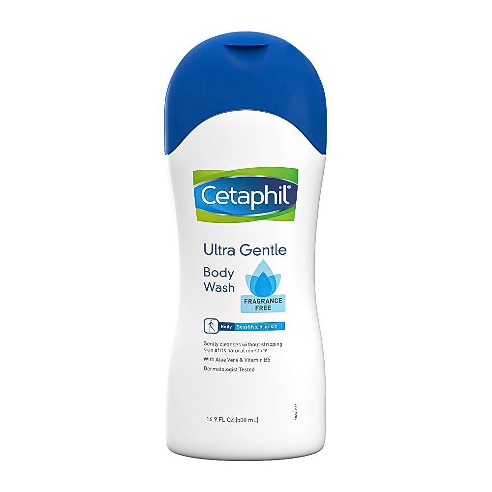 Cetaphil Ultra Gentle Fragrance Free Body Wash, Sensitive & Dry Skin, 500ml