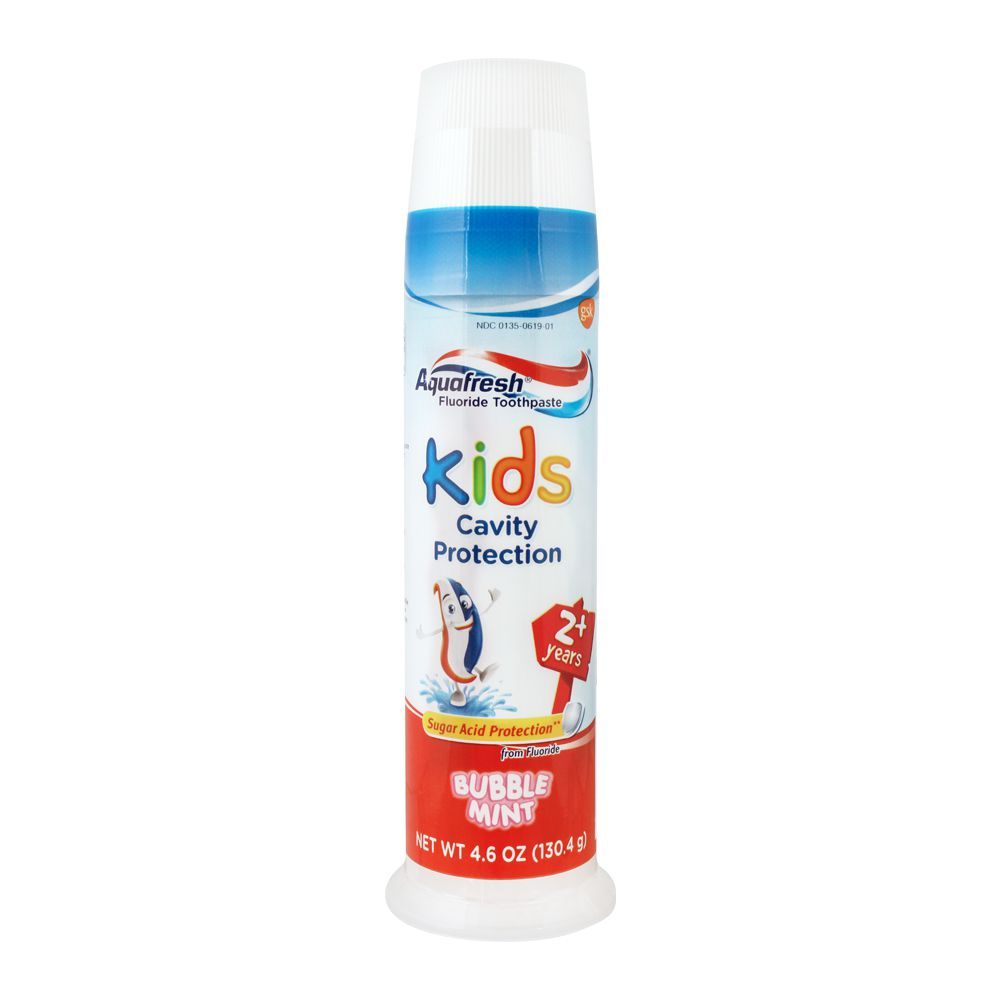 Aquafresh Kids Cavity Protection Bubble Mint Toothpaste, Pump, 130.4g