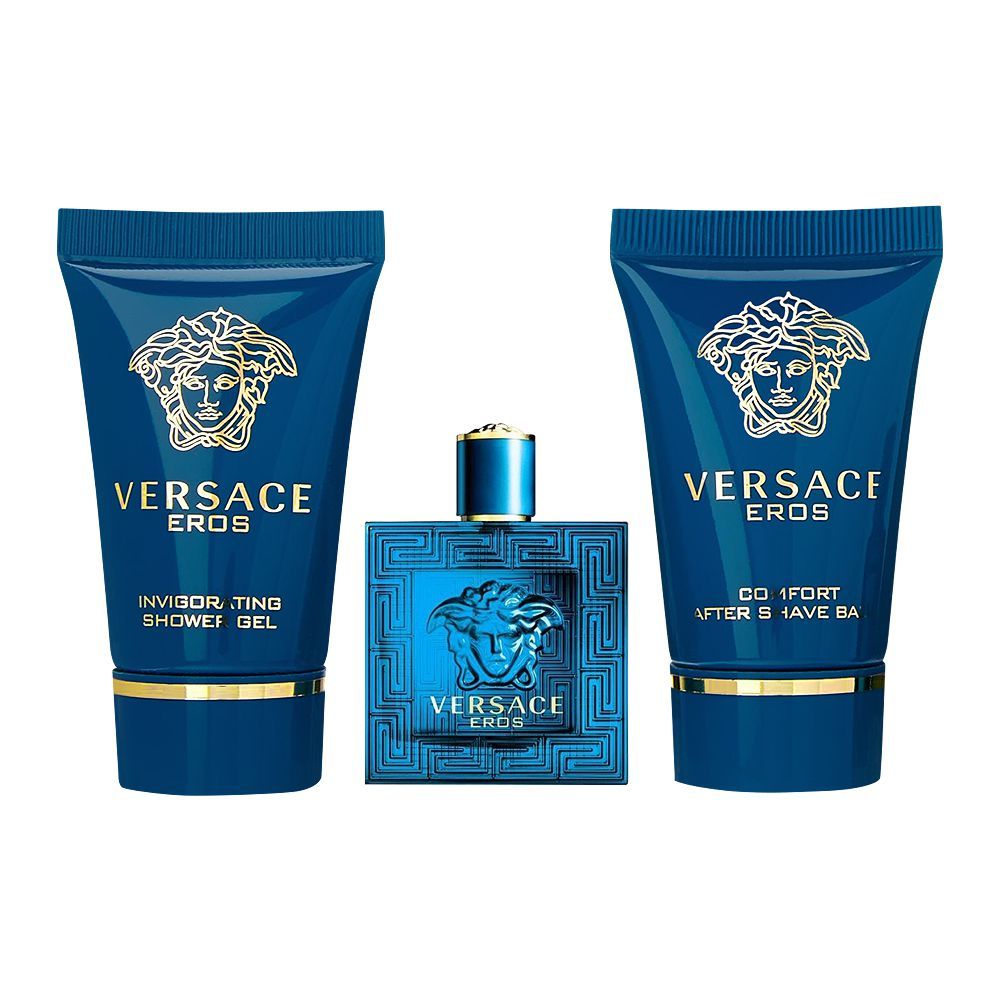 Versace Eros EDT Perfume Set For Men, 5ml + Shower Gel 25ml + After Shave Balm 25ml