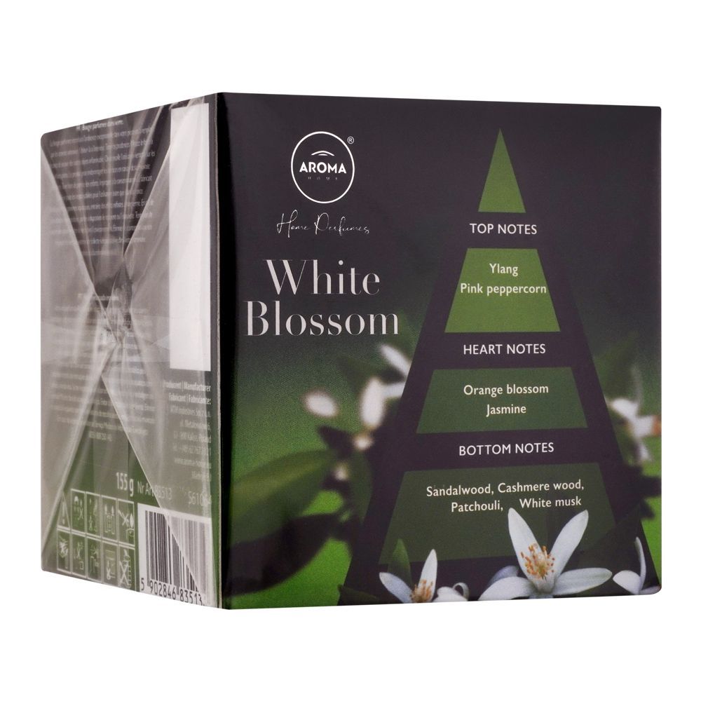 Aroma Home White Blossom Scented Candle, 155g