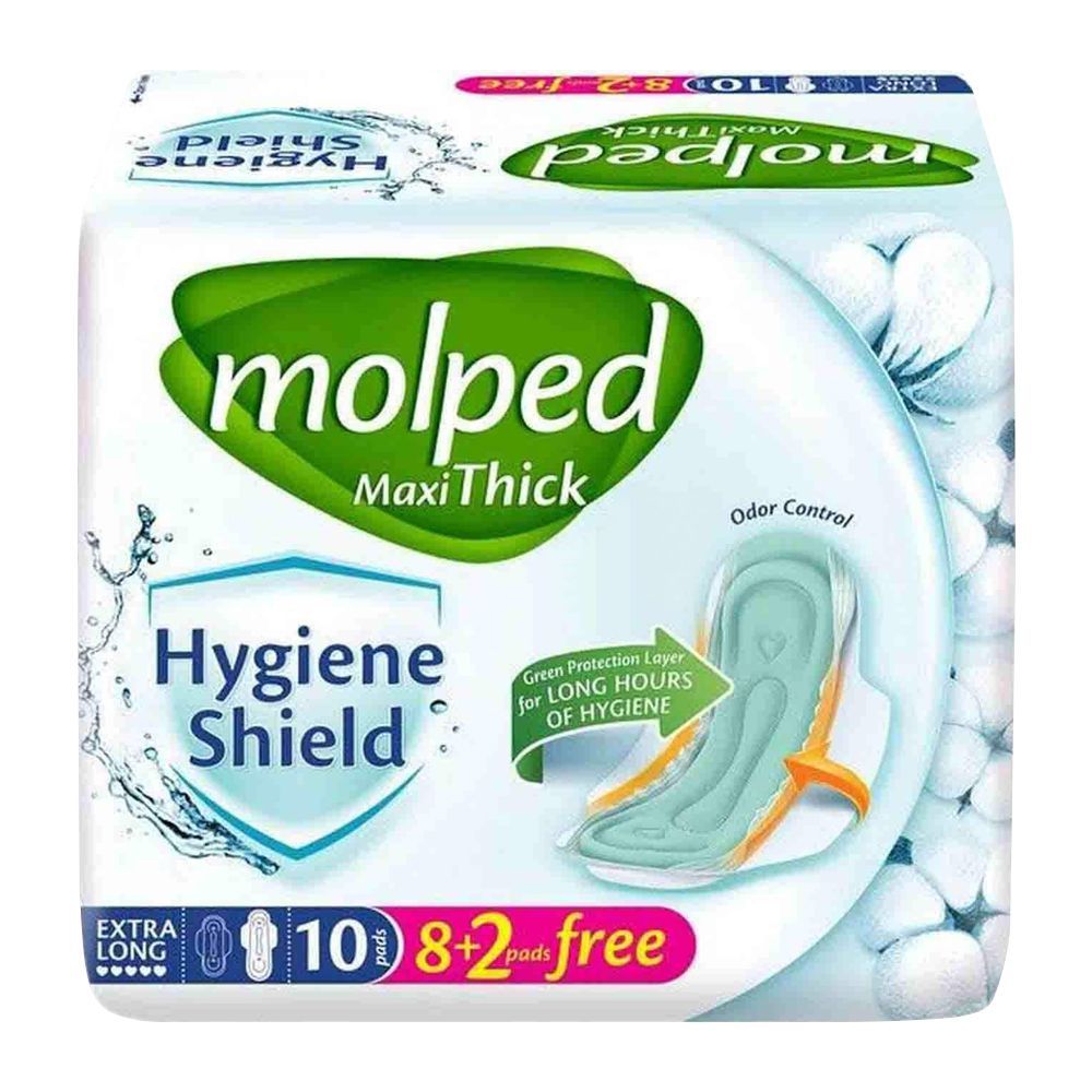 Molped Maxi Thick Hygiene Shield, Extra Long, 8+2 Pads