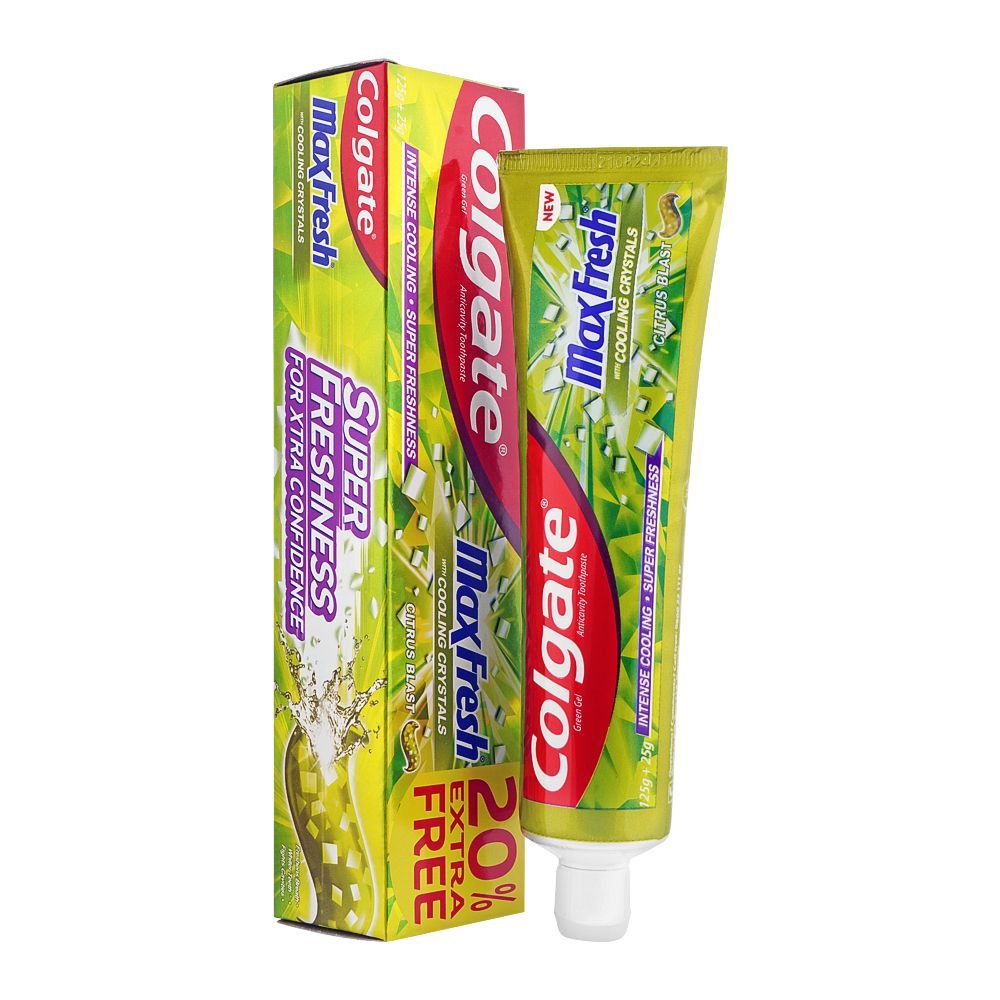Colgate Max Fresh Green Gel Citrus Blast Tooth Paste, 125g + 20% Extra Free