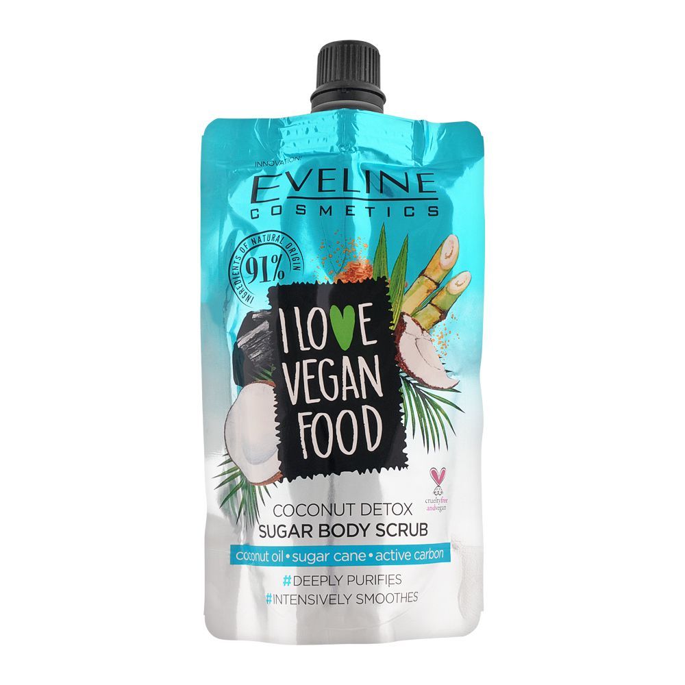 Eveline I Love Vegan Food Coconut Detox Sugar Body Scrub, 75ml