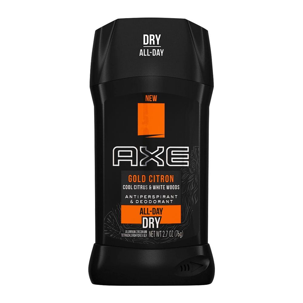 Axe Gold Citron All-Day Dry Antiperspirant Deodorant Stick, For Men, 76g