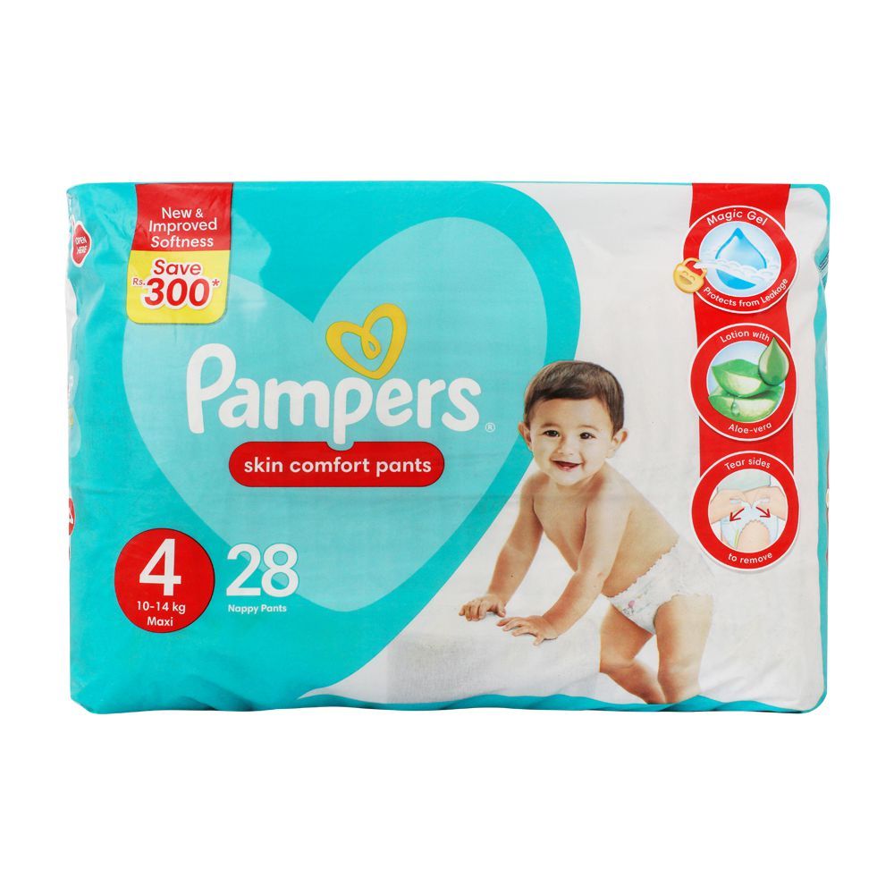 Pampers Skin Comfort Pants, No. 4, Maxi, 10-14 KG, 28-Pack