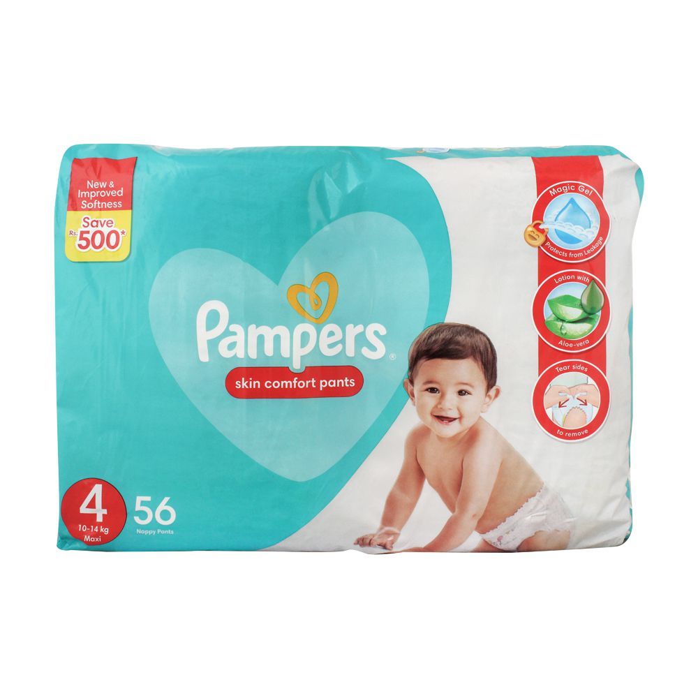 Pampers Skin Comfort Pants, No. 4, Maxi, 10-14 KG, 56-Pack