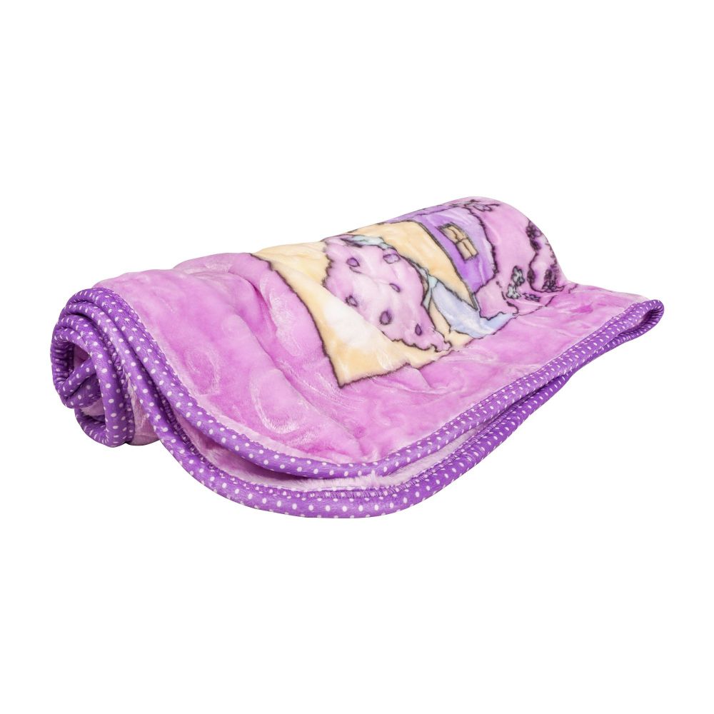 Plushmink Kitten Gold Silk Cloudy Cot Baby Blanket, Purple