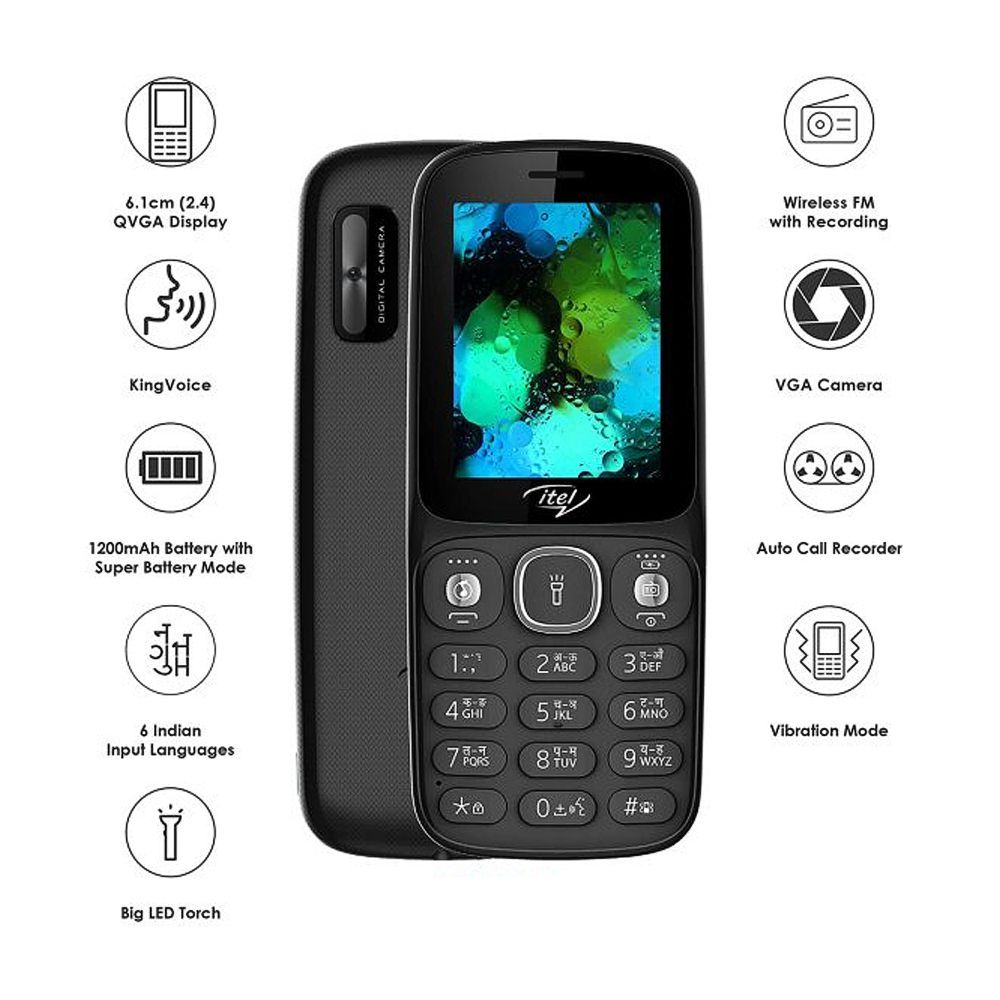 Itel IT5026 Mobile Phone, Black  