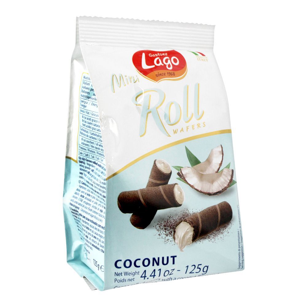 Lago Mini Roll Coconut Wafers, 125g