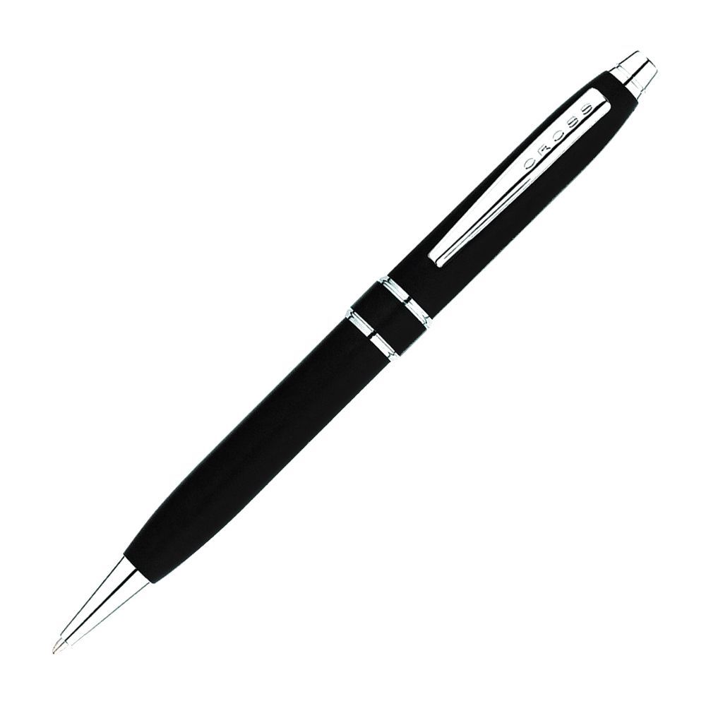 Cross Stratford Satin Chrome Black Ballpoint Pen, AT0172-3
