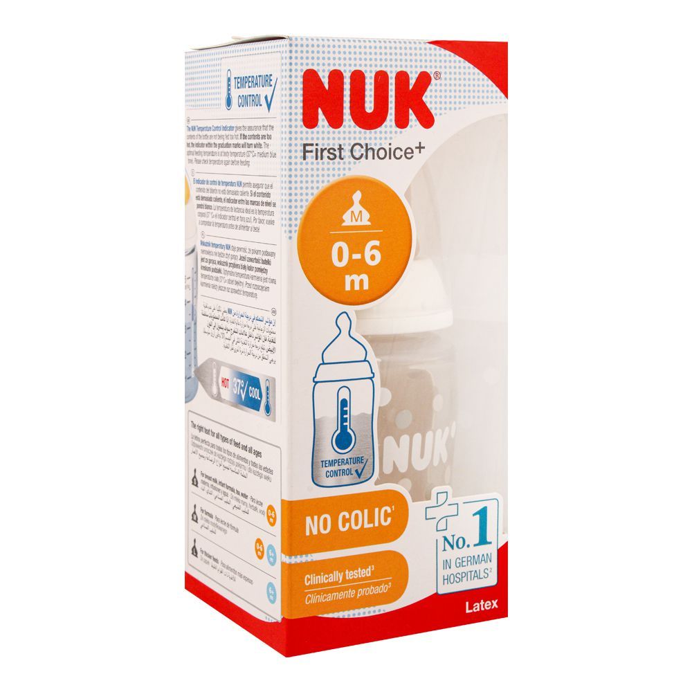 Nuk First Choice+ No Colic Latex Feeding Bottle, 0-6 Months, 150ml, 10743876