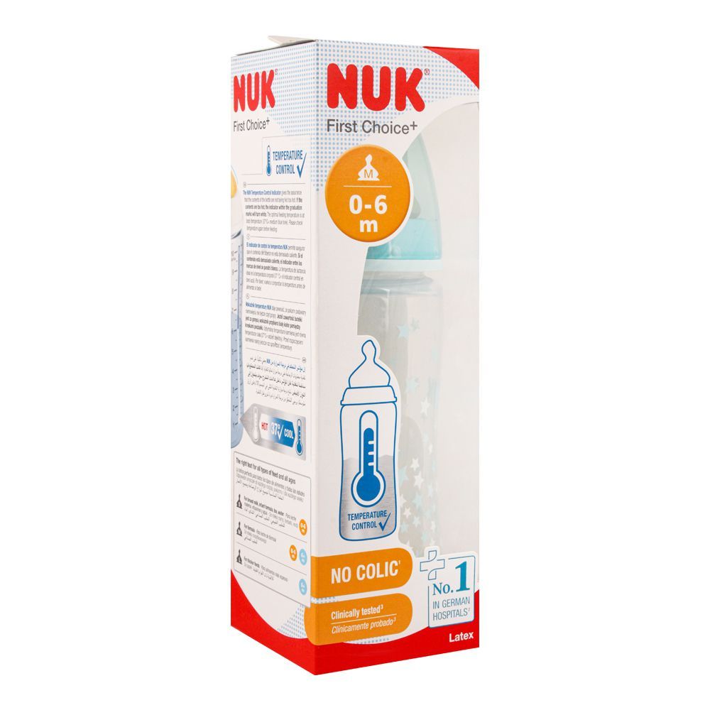 Nuk First Choice+ No Colic Latex Feeding Bottle, 0-6 Months, 300ml, 10741927