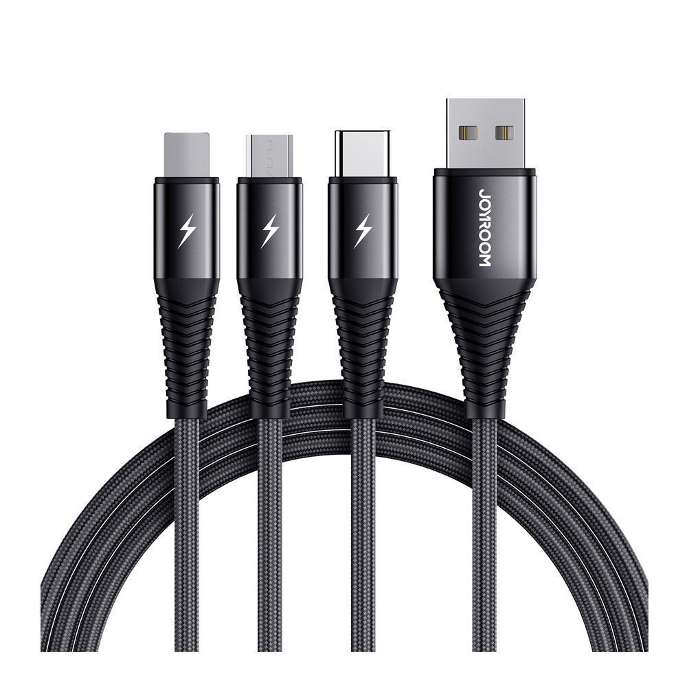 Joyroom 3 in 1 Super Fast Charging Cable, 66W, 1.2m, Black, S-1260G5