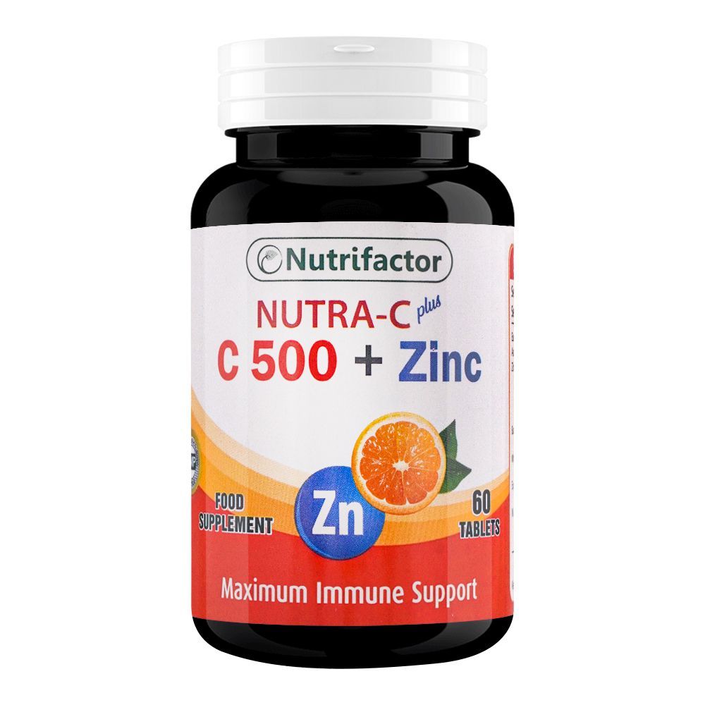 Nutrifactor Nutra-C Plus C500 + Zinc Food Supplement, 60 Tablets