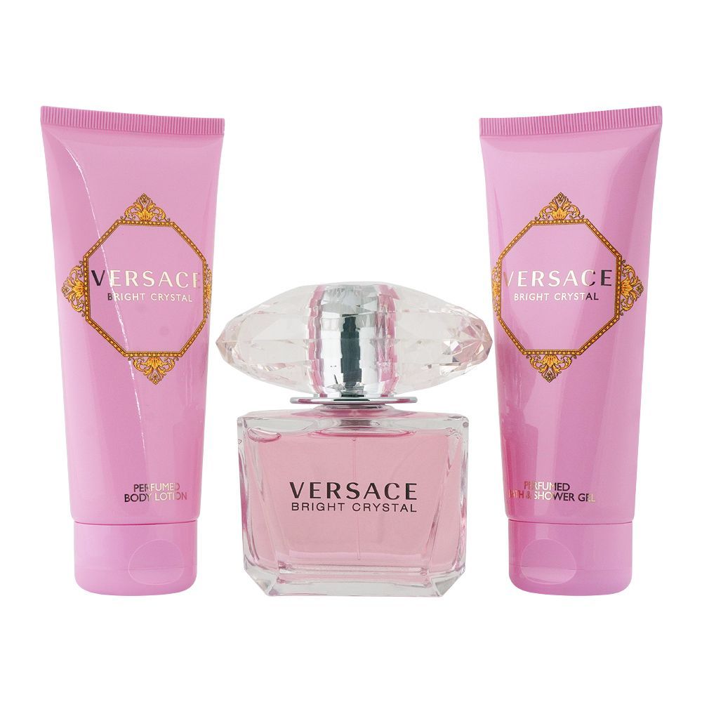 Versace Bright Crystal Set EDT 90ml+Body Lotion+Shower Gel+Pouch