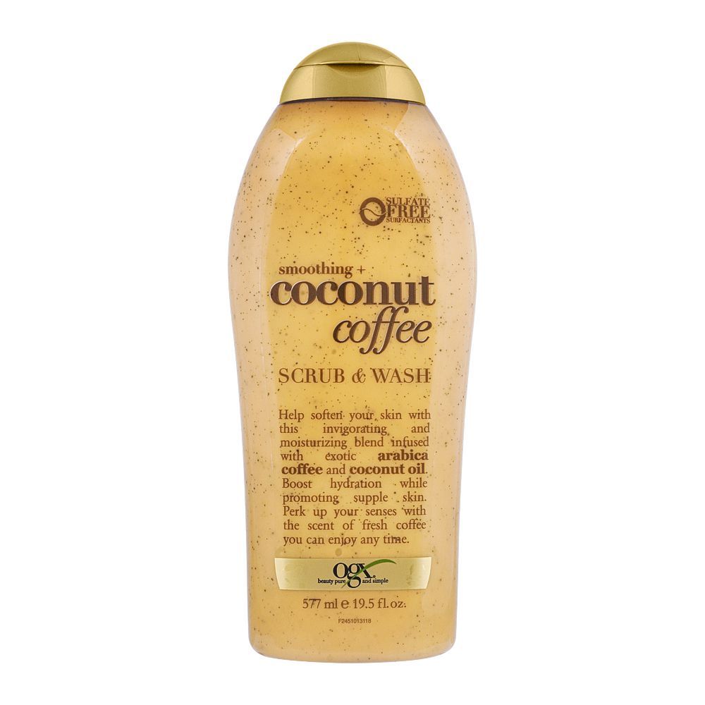 OGX Smoothing Coconut Coffee Scrub & Wash, 577ml