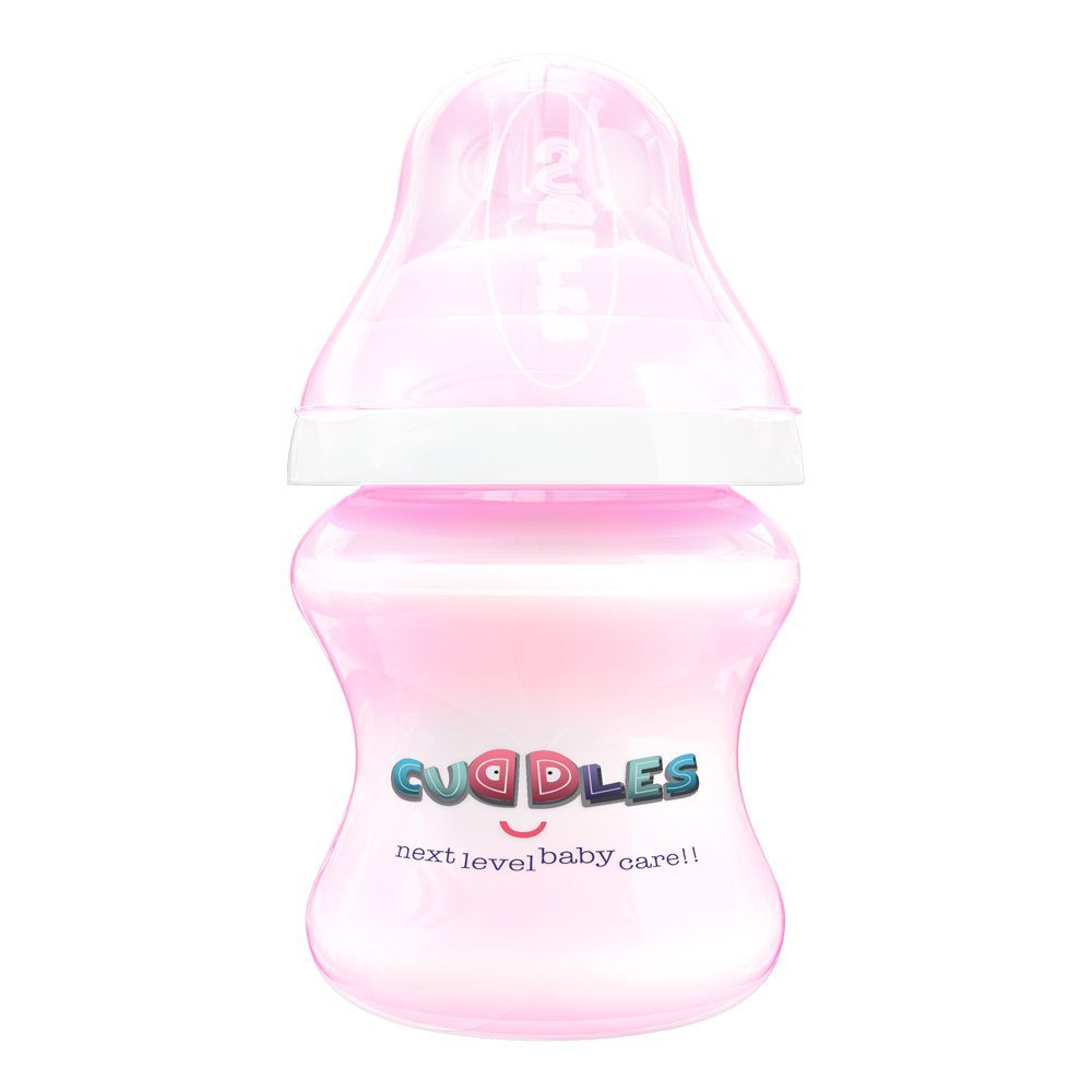 Cuddles Wide Neck Anti-Colic Feeding Bottle, 1m+, Pink, 150ml