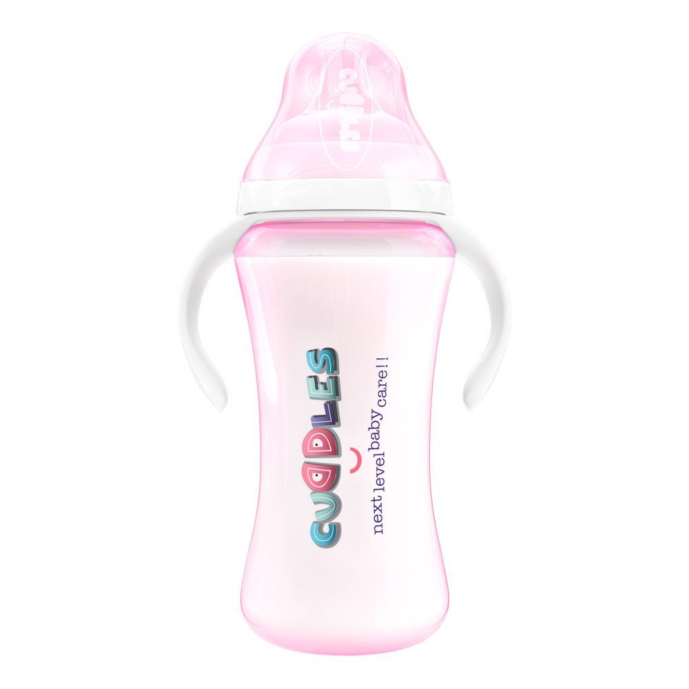 Cuddles Wide Neck Anti-Colic Feeding Bottle, 9m+, Pink, 330ml